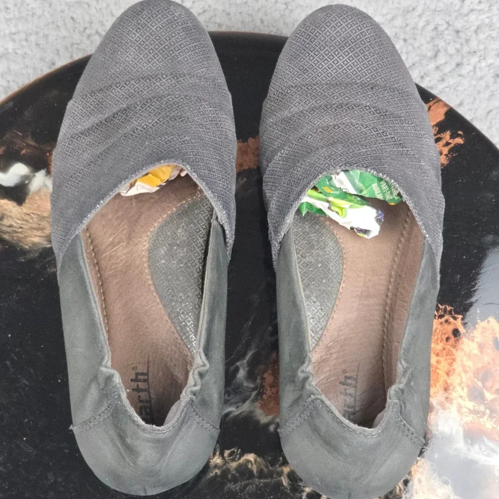 Earth Shoes Womens Slip On Flats Gray Leather Comfort Shoes Size‎ 7.5 B